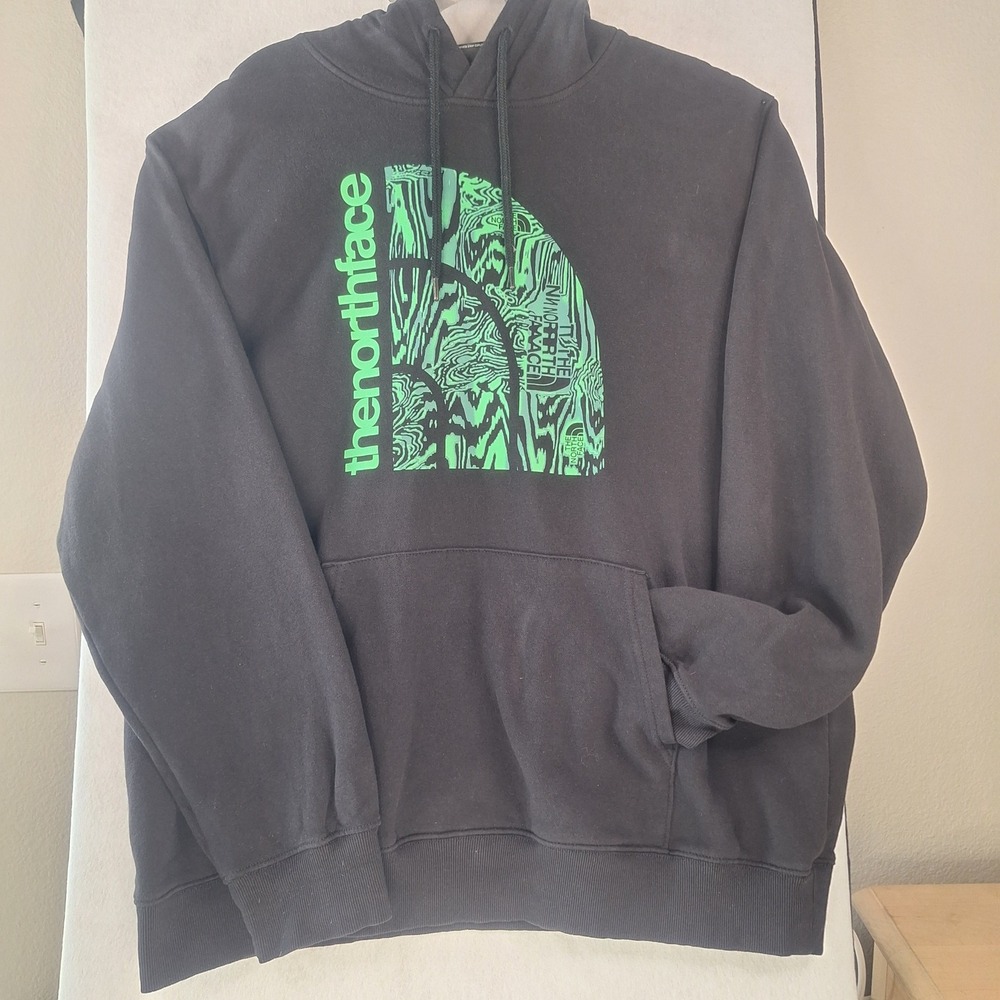 The North Face Men's Half Dome Pullover Jumper Hoodie Black Green Pocket (XL)